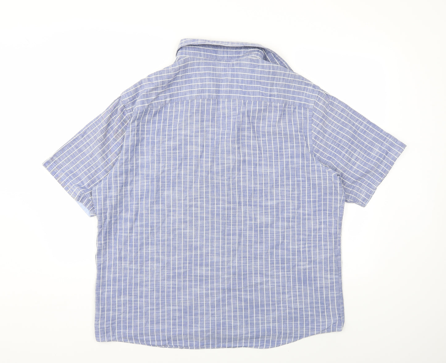 Marks and Spencer Mens Blue Striped   Button-Up Size XL