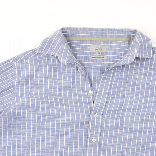 Marks and Spencer Mens Blue Striped   Button-Up Size XL