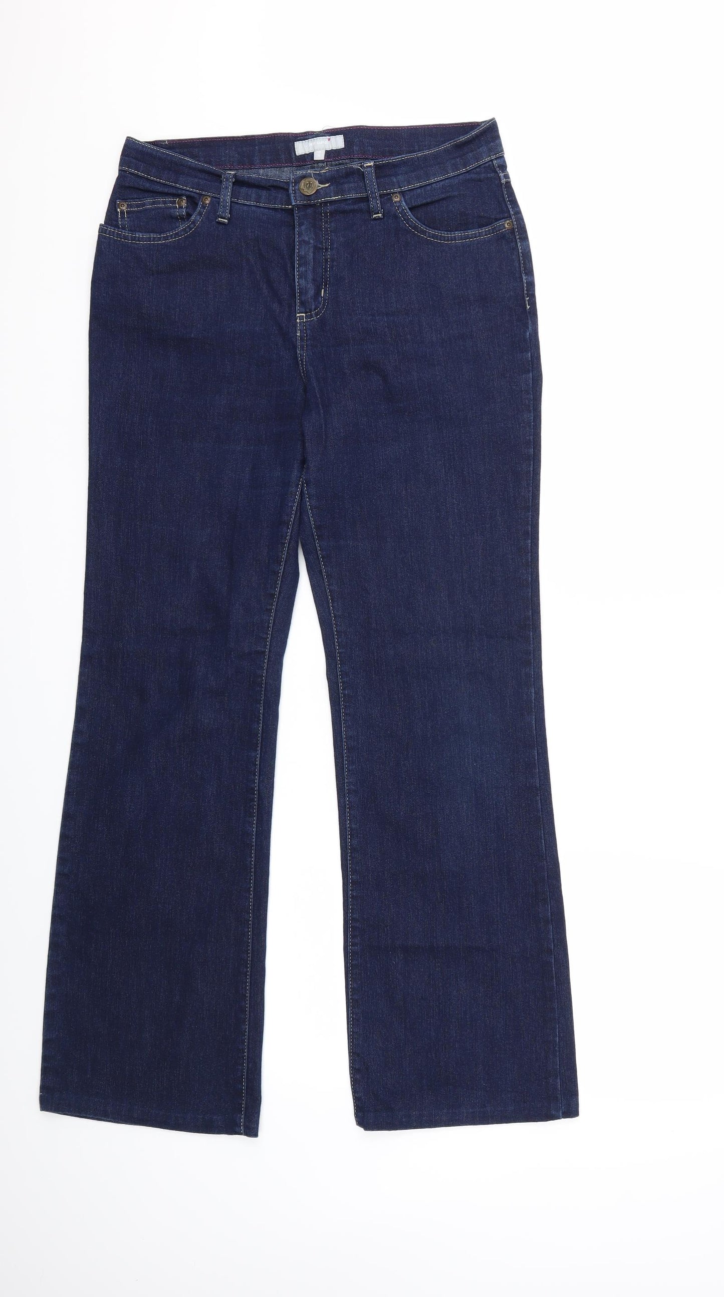 Per Una Womens Blue  Denim Flared Jeans Size 12 L30 in