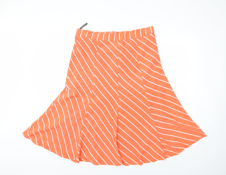 Preworn Womens Orange Striped Flare Skirt Size 36 in