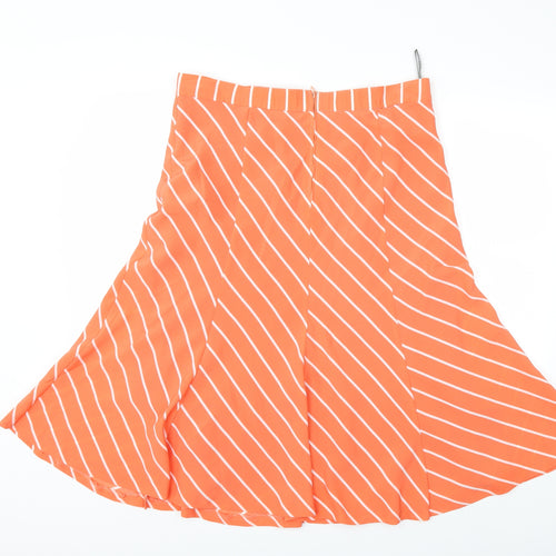 Preworn Womens Orange Striped  Flare Skirt Size 36 in
