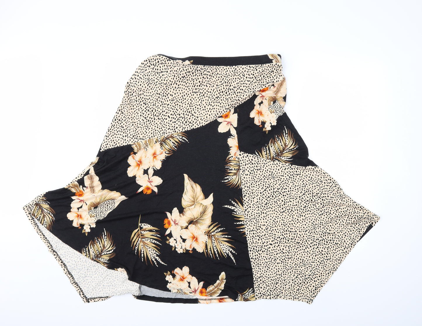 M&Co Womens Black Floral  Flare Skirt Size 16
