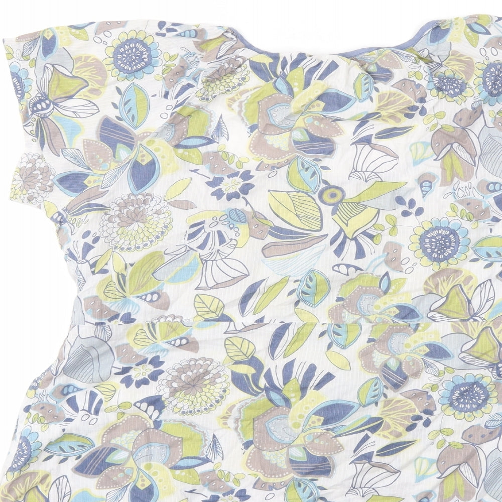 M&Co Womens White Floral  Basic Blouse Size 18