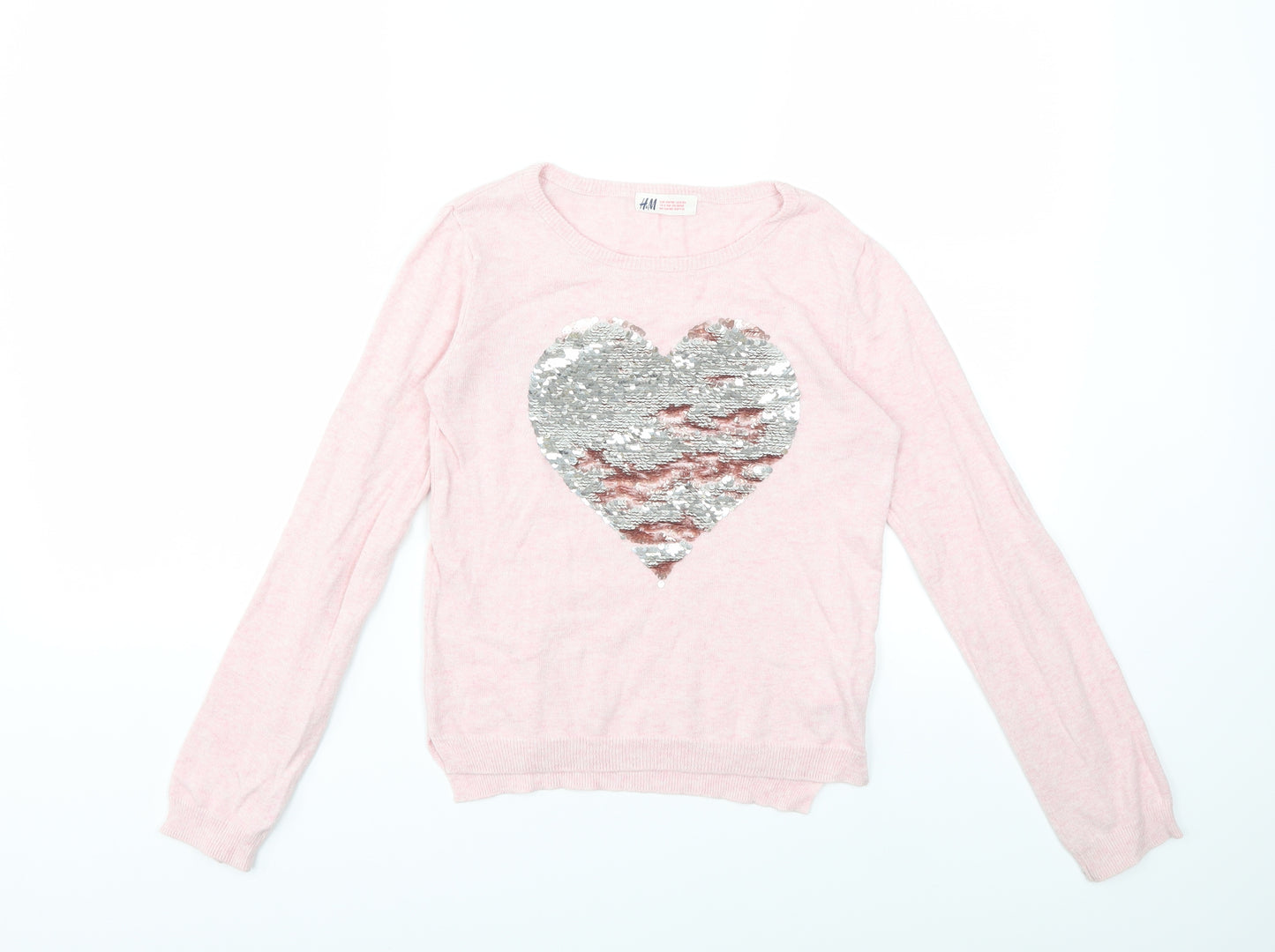 H&M Girls Pink  Knit Pullover Jumper Size 9-10 Years