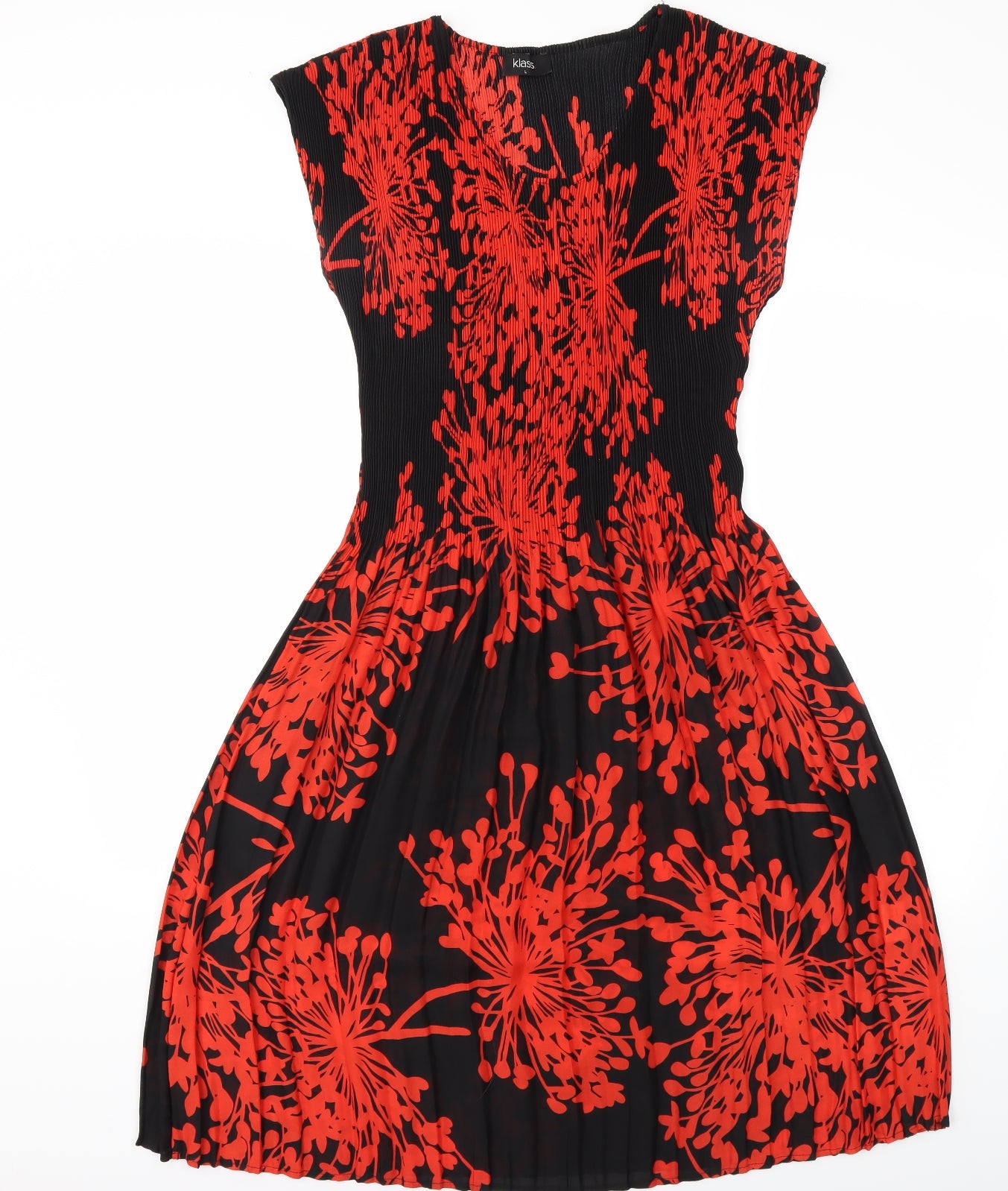 Klass Womens Black Floral  Fit & Flare  Size L