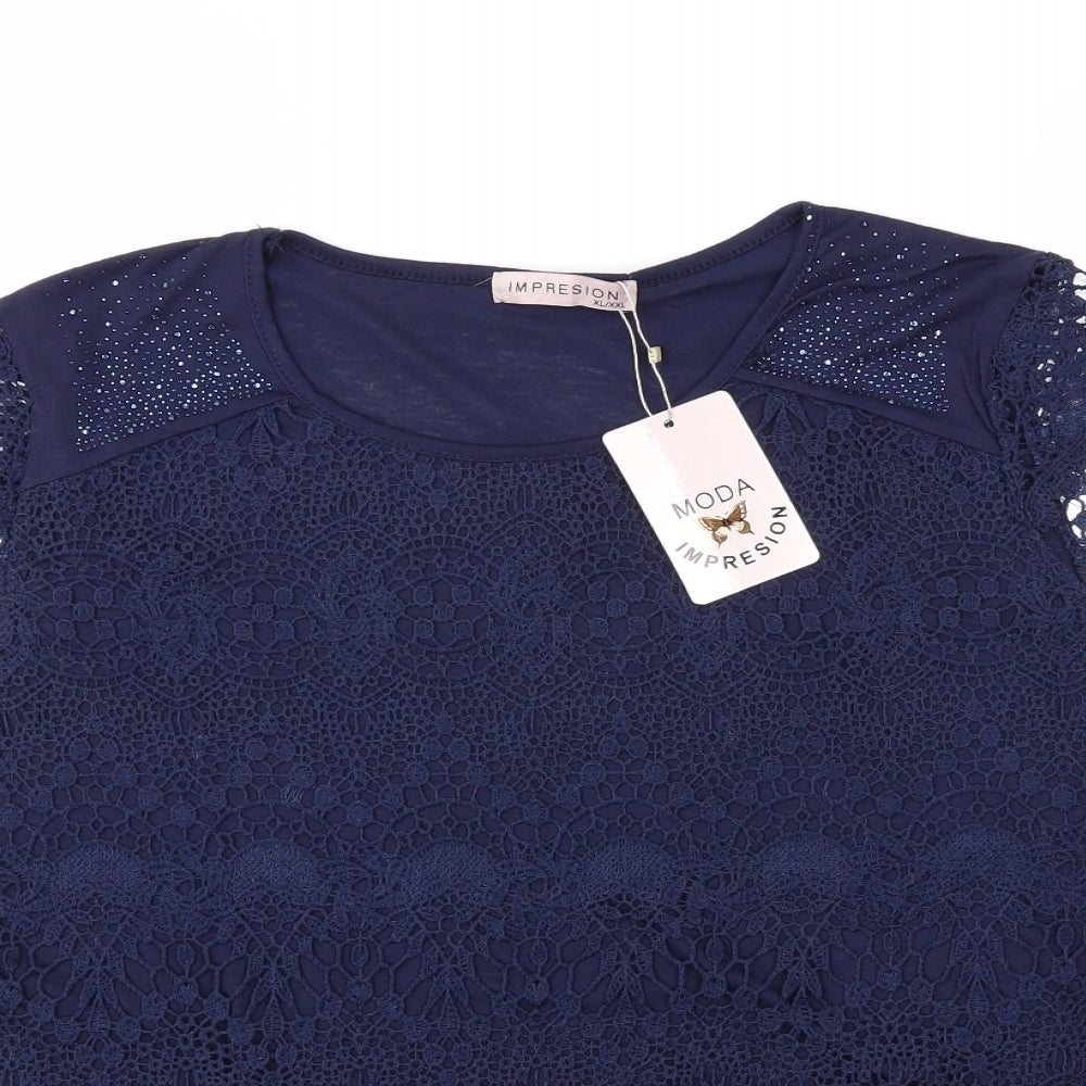 Impressions Womens Blue   Basic T-Shirt Size XL