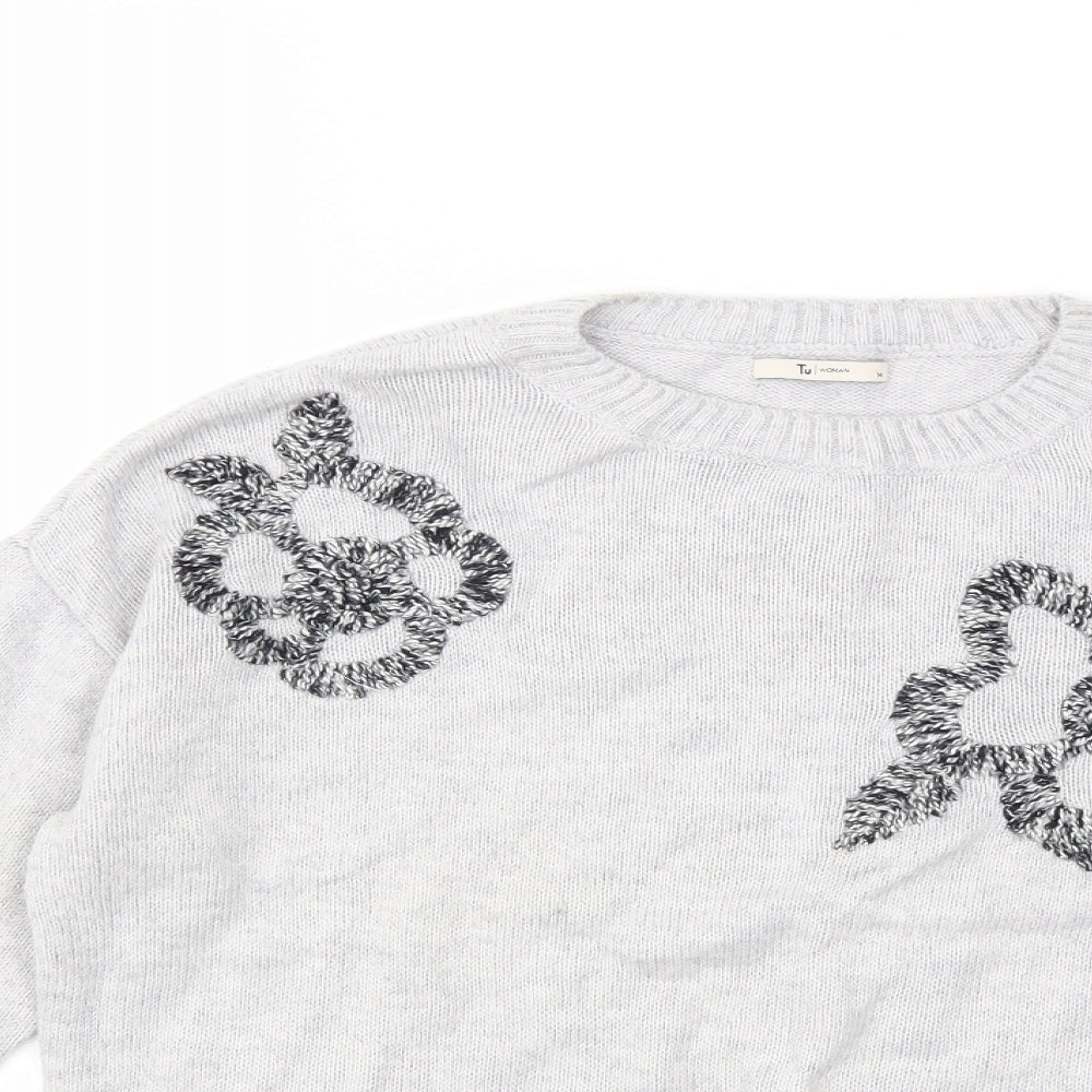 TU Womens Grey  Knit Pullover Jumper Size 14