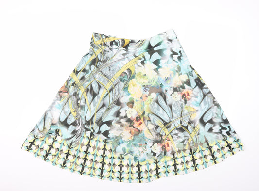 Front view of Gerry Weber women’s grey floral a-line skirt, size UK 34, in