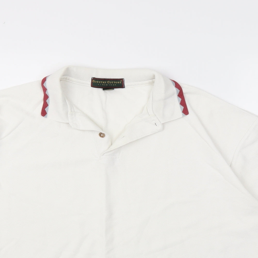 country cottons Mens White    Polo Size L