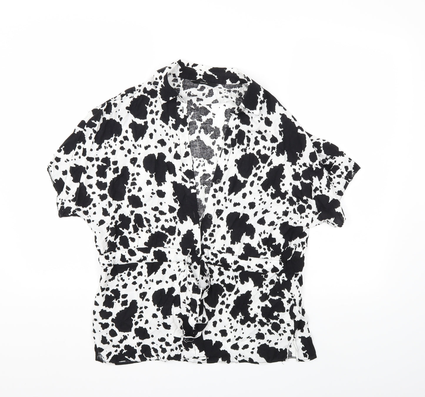 George Womens White Animal Print  Basic Button-Up Size 12