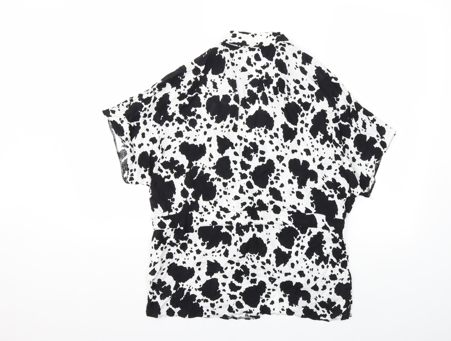 George Womens White Animal Print  Basic Button-Up Size 12