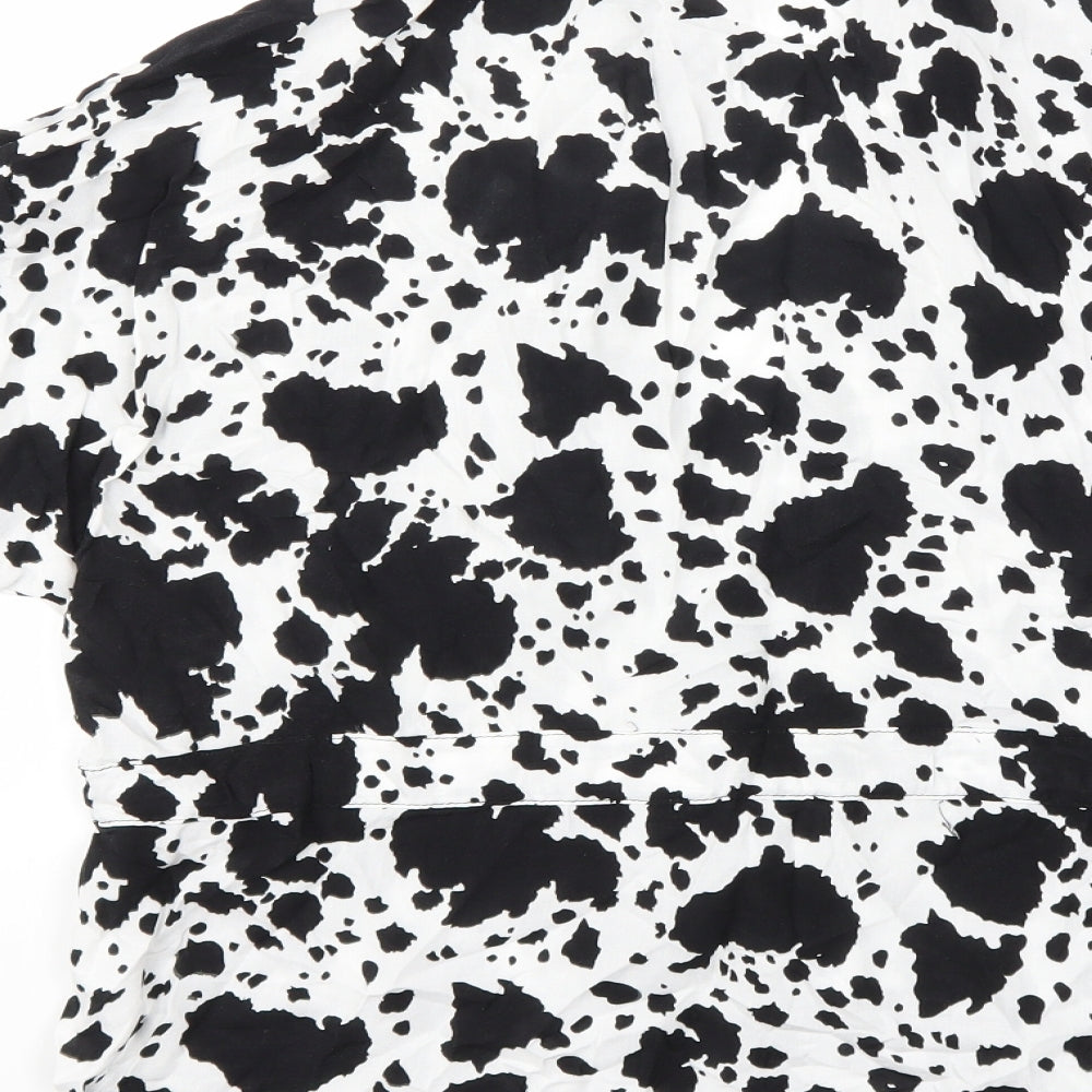 George Womens White Animal Print  Basic Button-Up Size 12