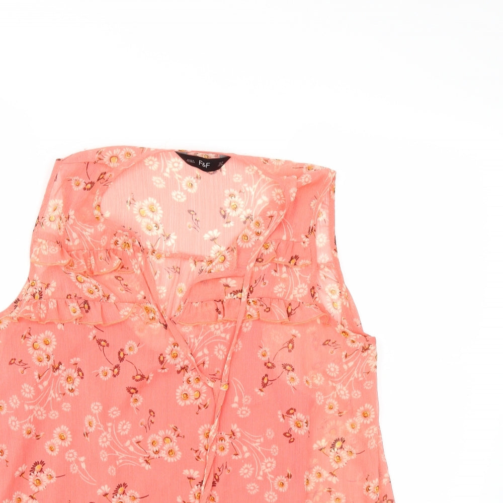 George Womens Pink Floral  Basic Blouse Size 10