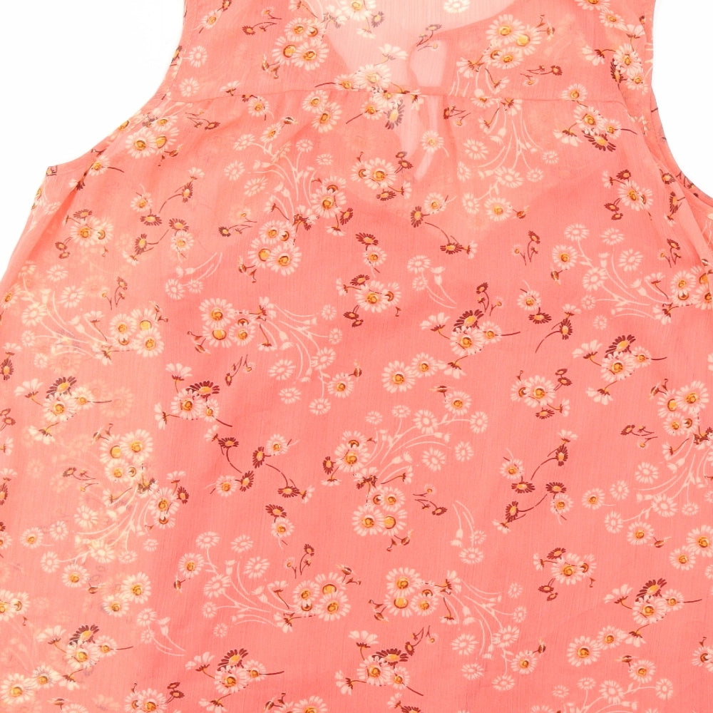 George Womens Pink Floral  Basic Blouse Size 10