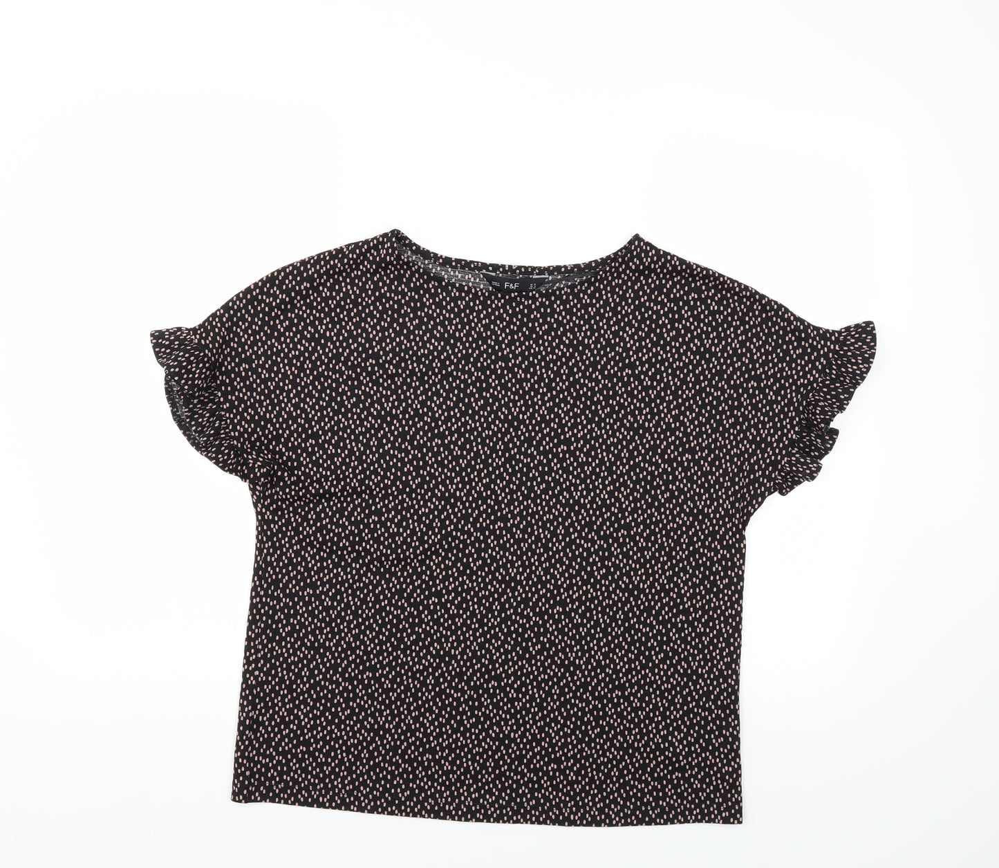 F&F Womens Black Polka Dot  Basic T-Shirt Size 12