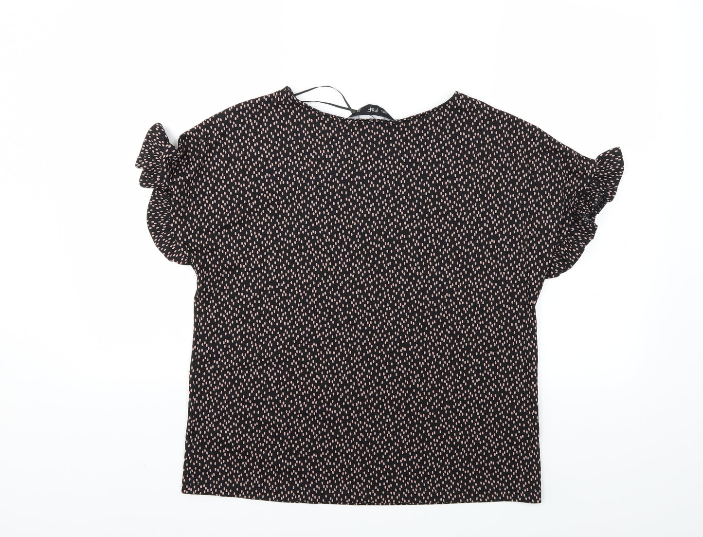 F&F Womens Black Polka Dot  Basic T-Shirt Size 12