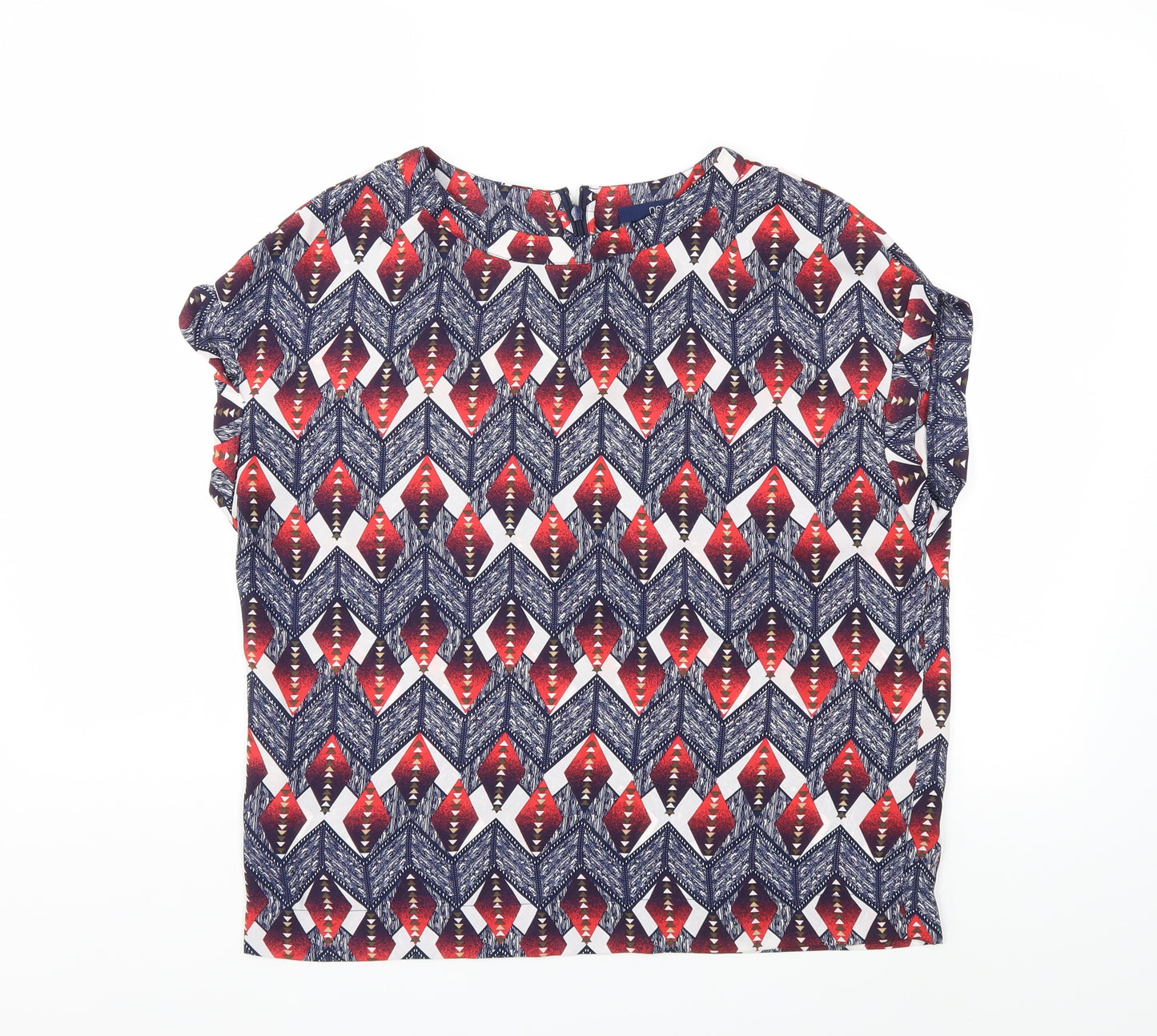 NEXT Womens Blue Geometric  Basic Blouse Size 12