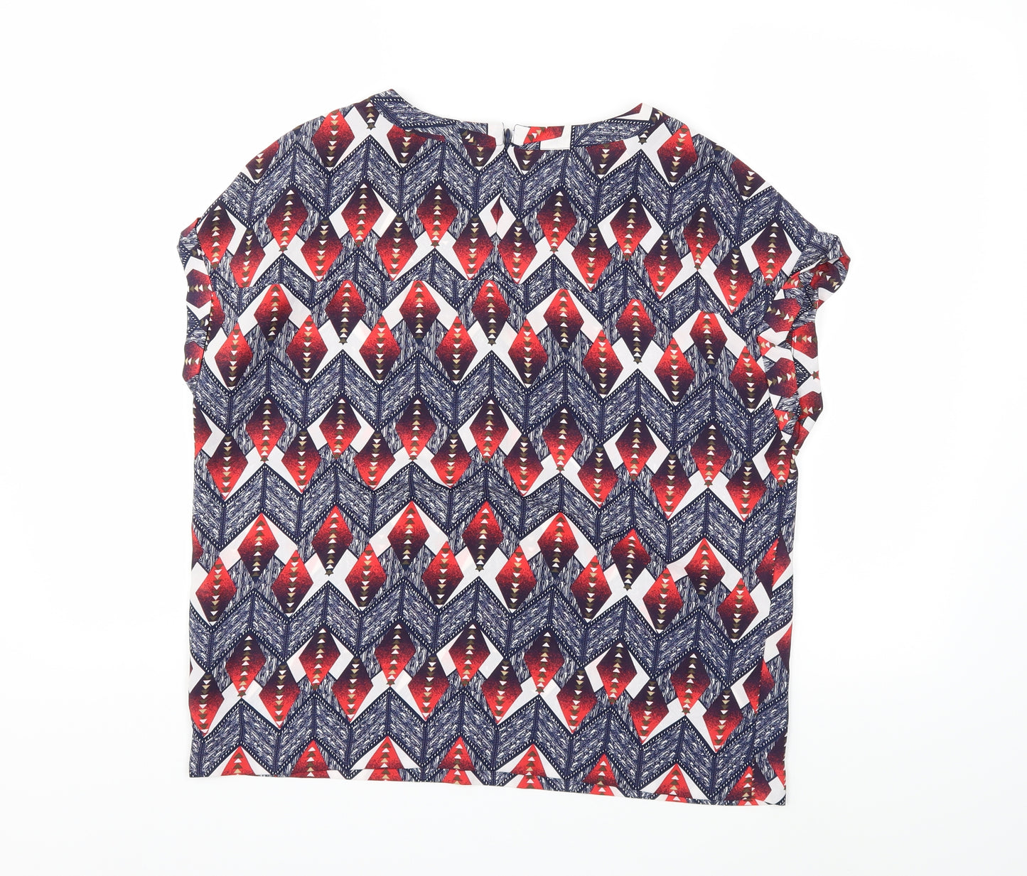 NEXT Womens Blue Geometric  Basic Blouse Size 12