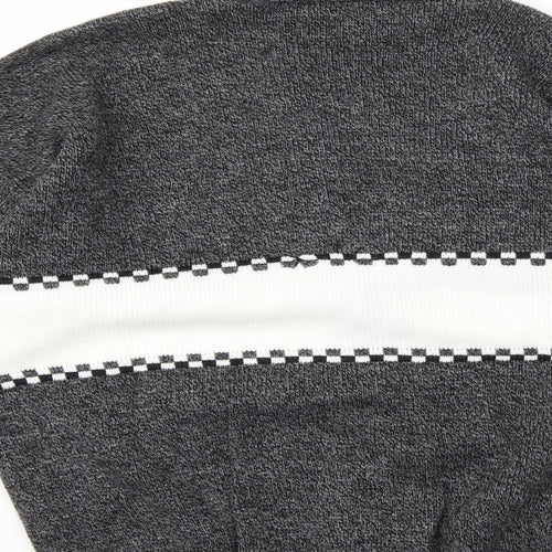 SNAP Mens Grey Striped Knit Cardigan Jumper Size L