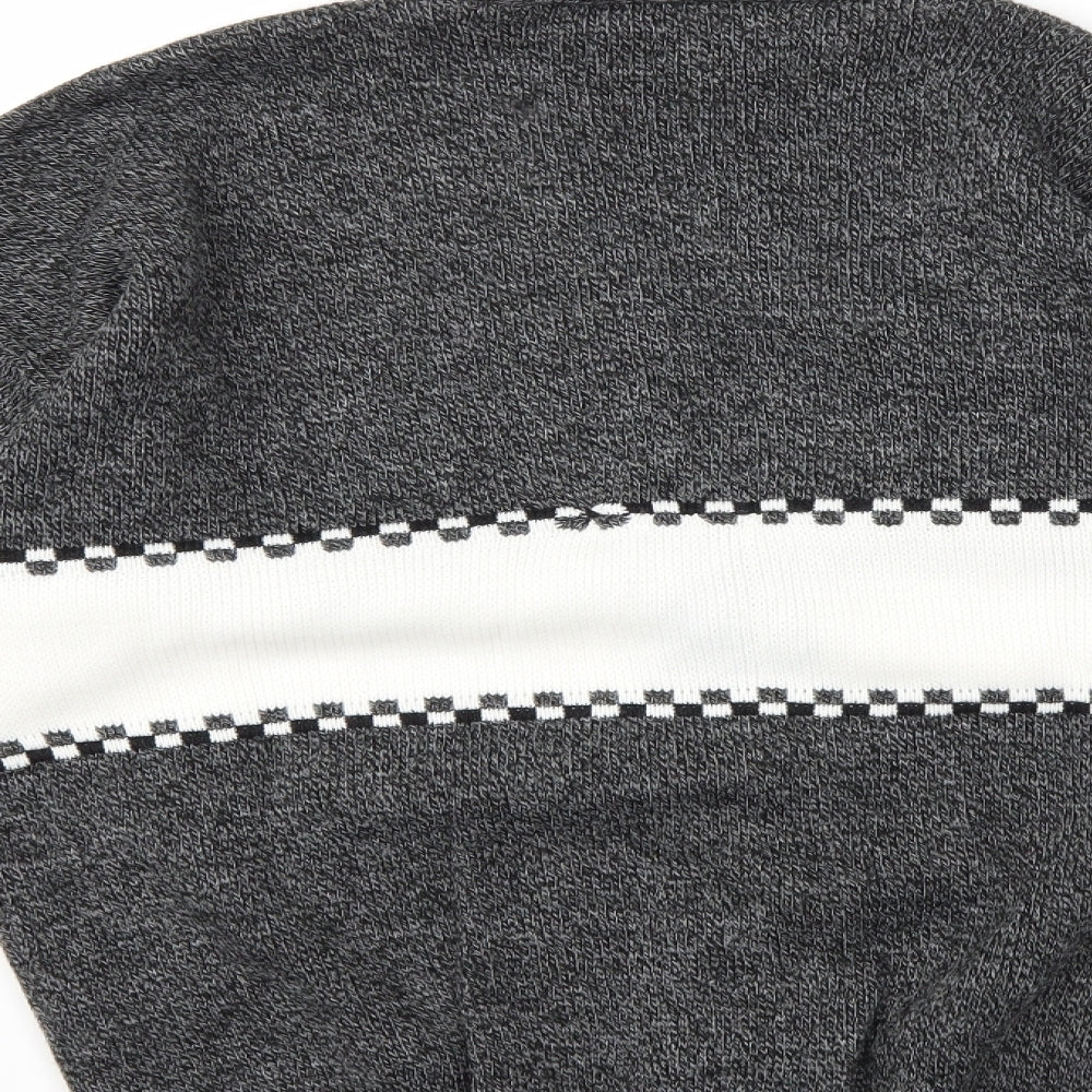 SNAP Mens Grey Striped Knit Cardigan Jumper Size L