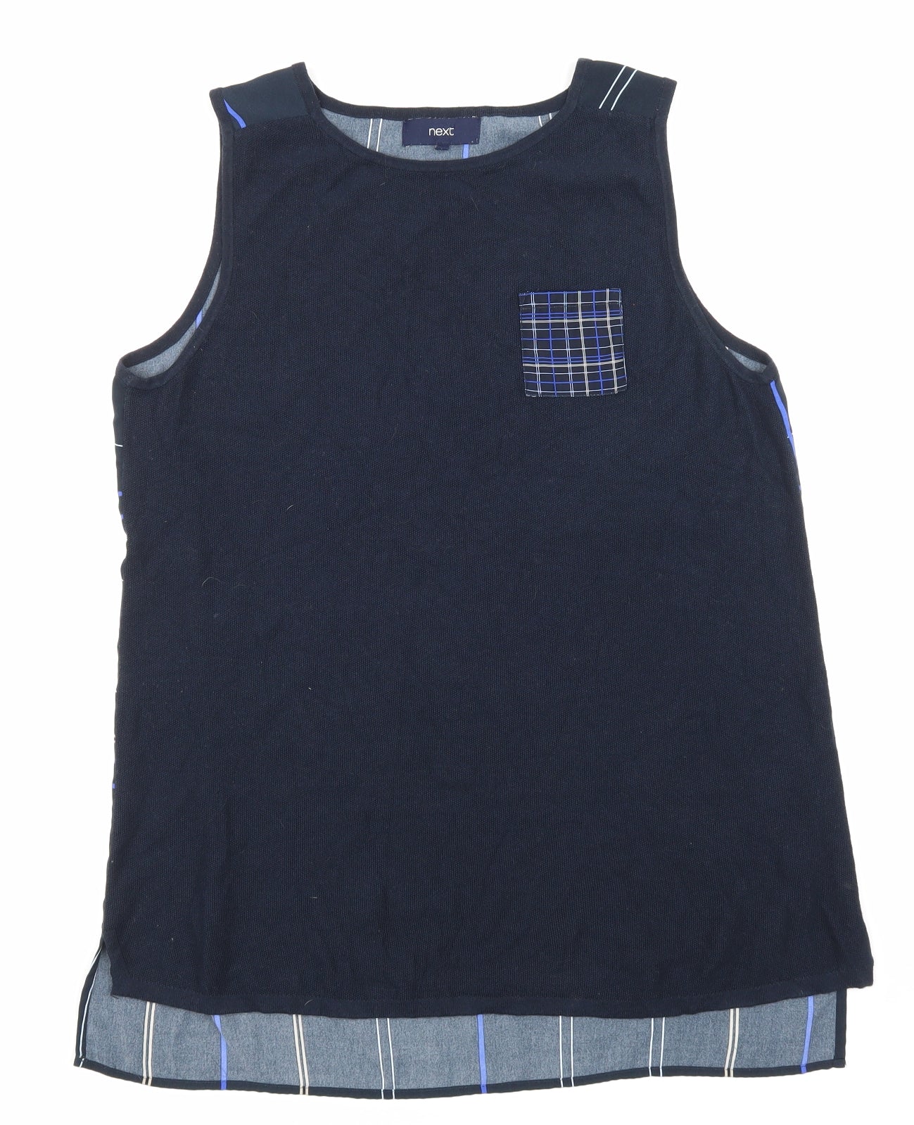 NEXT Womens Blue Check  Basic T-Shirt Size 16