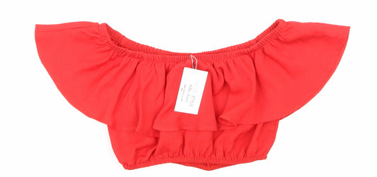Front view of In the Style women’s red basic tank, size UK 6