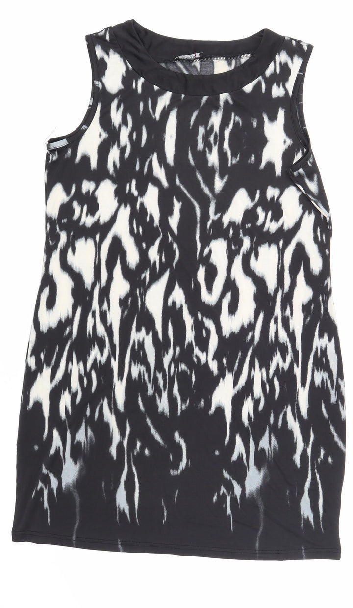 Klass Womens Black Animal Print Basic T-Shirt Size L