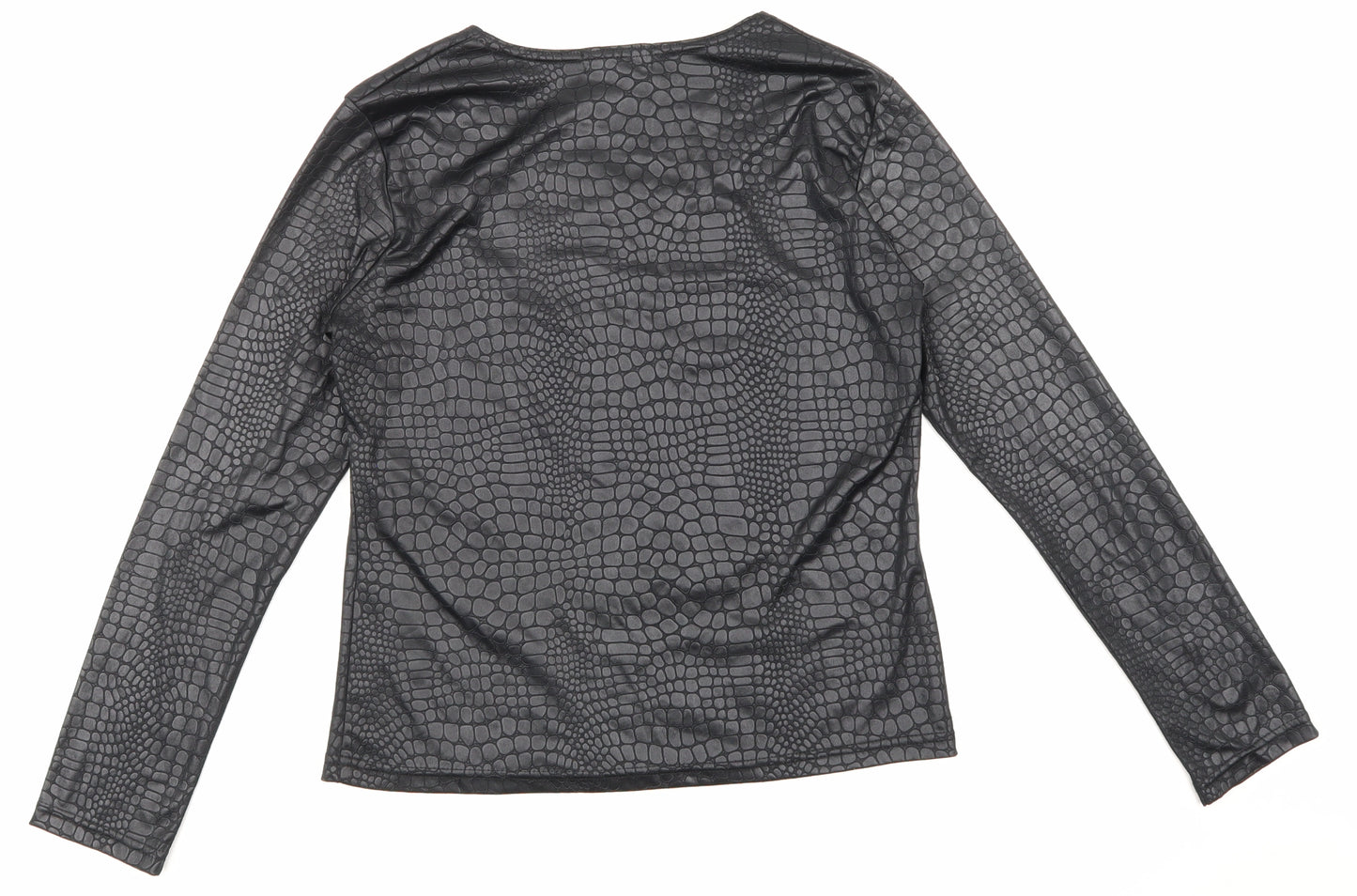 saesons Womens Black Animal Print  Basic T-Shirt Size L