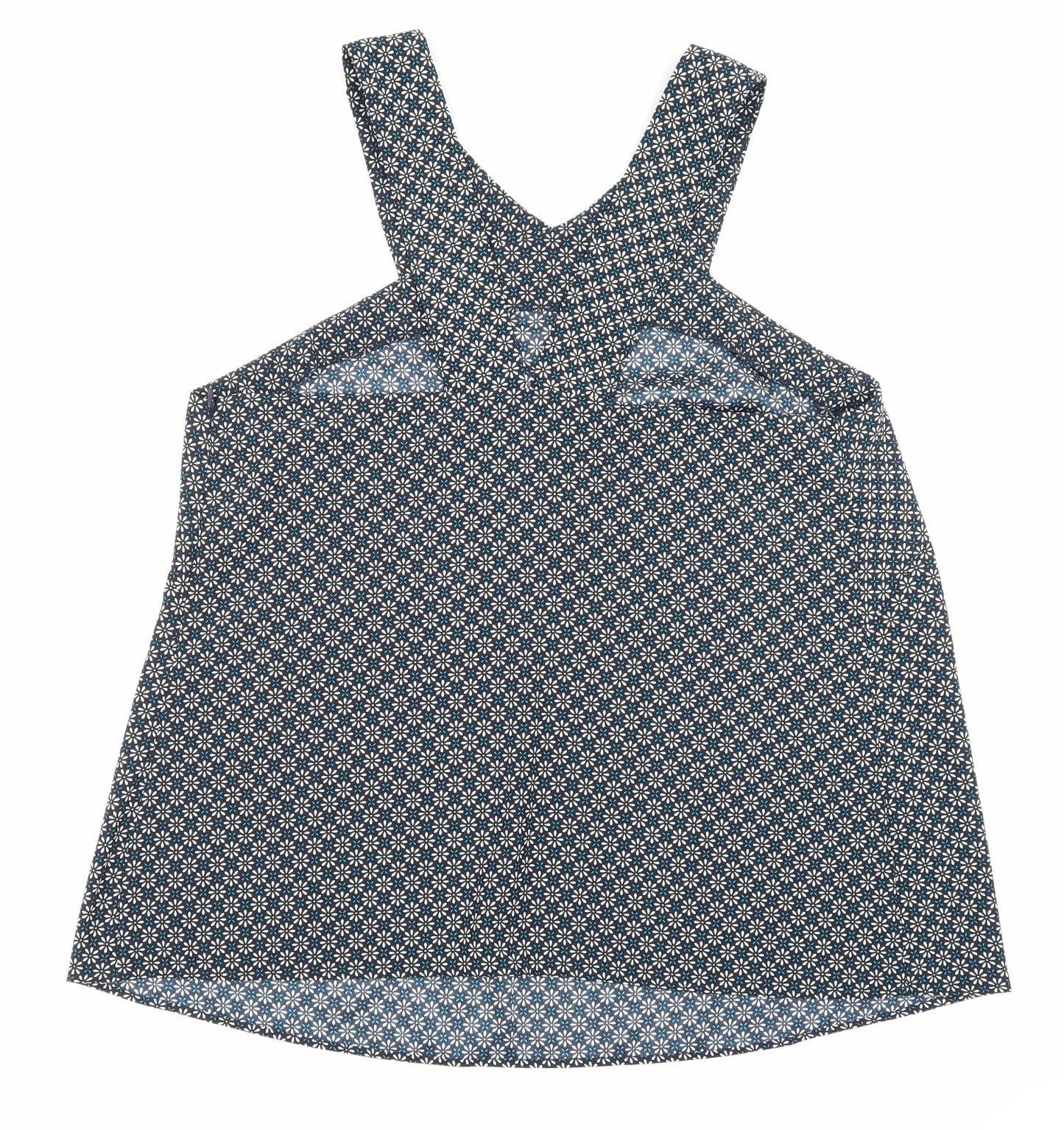 TU Womens Blue Floral  Basic Blouse Size 16