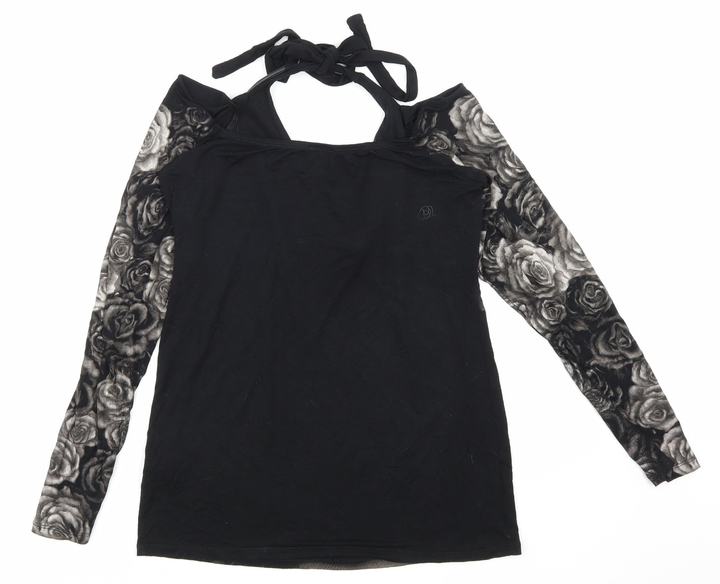 Alchemy Womens Black Floral  Basic T-Shirt Size M