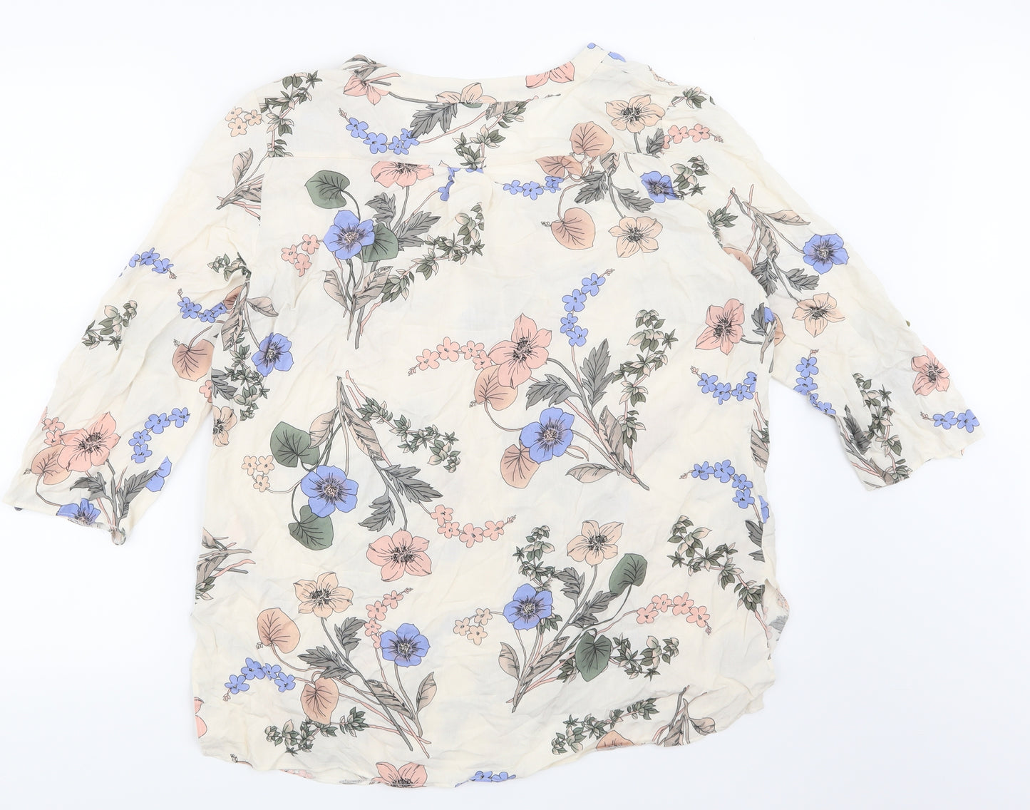 F&F Womens Beige Floral  Basic Button-Up Size 14