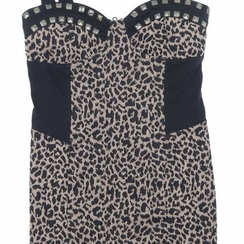 Crafted Womens Blue Animal Print  Mini  Size 10  - built in bra