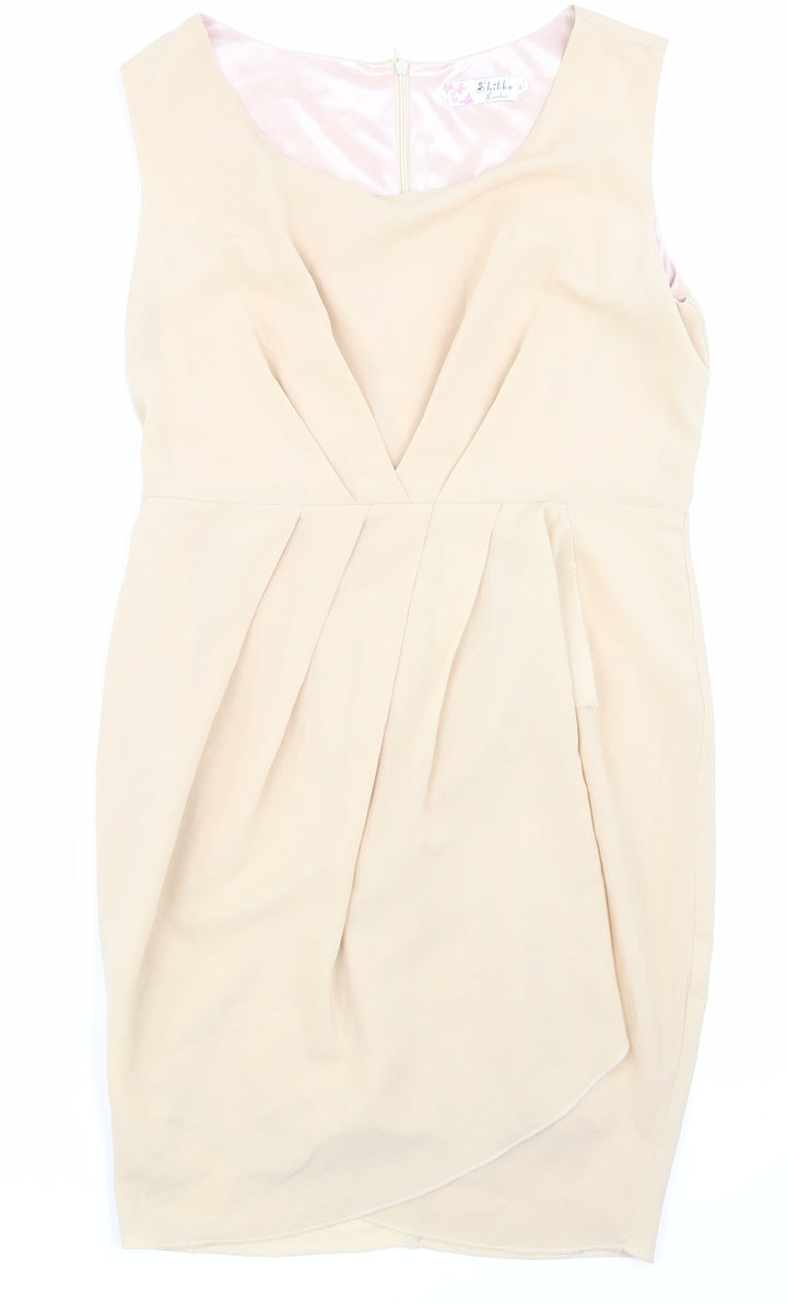 shikha Womens Beige Pencil Dress Size M