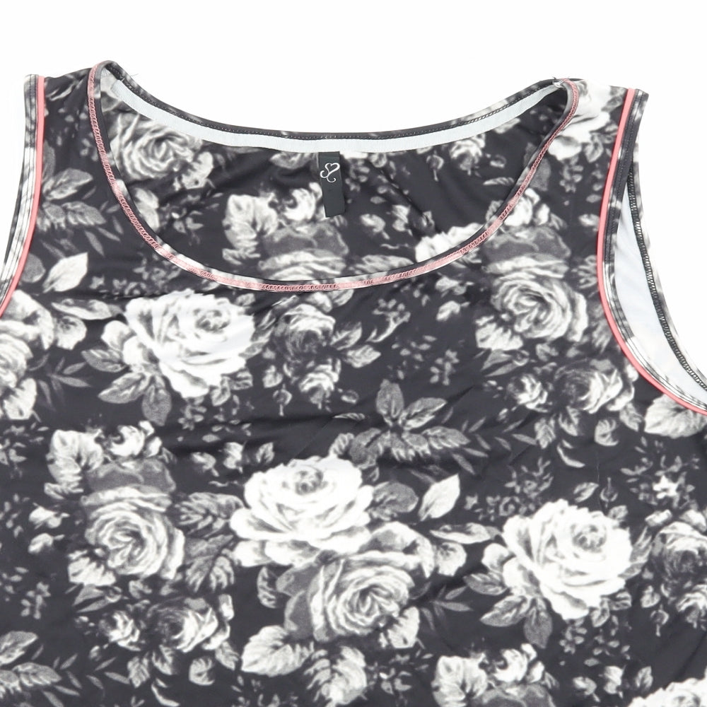 ss Womens Black Floral  Basic T-Shirt Size 26