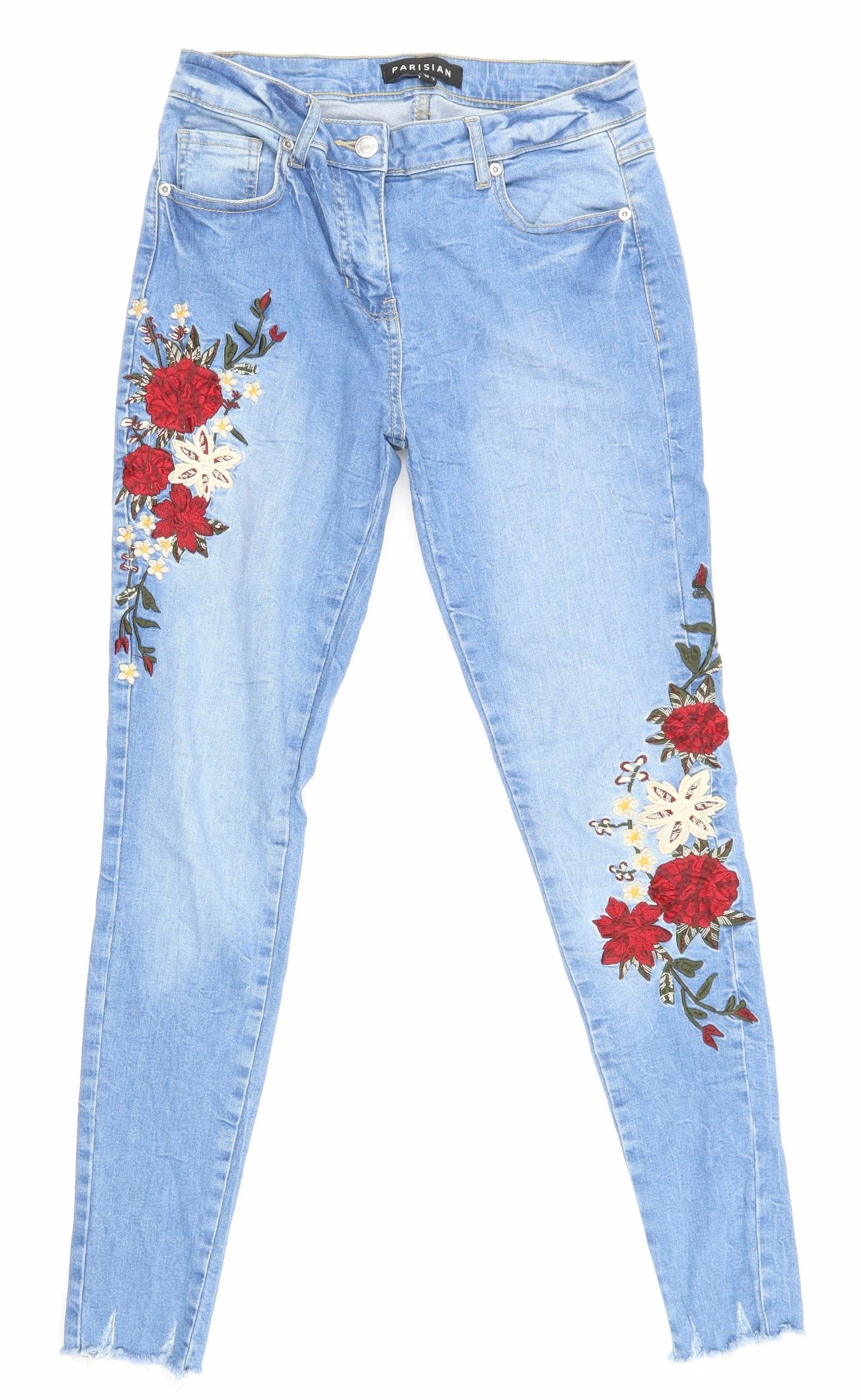 PARISIAN Womens Black Floral Denim Mom Jeans Size 10