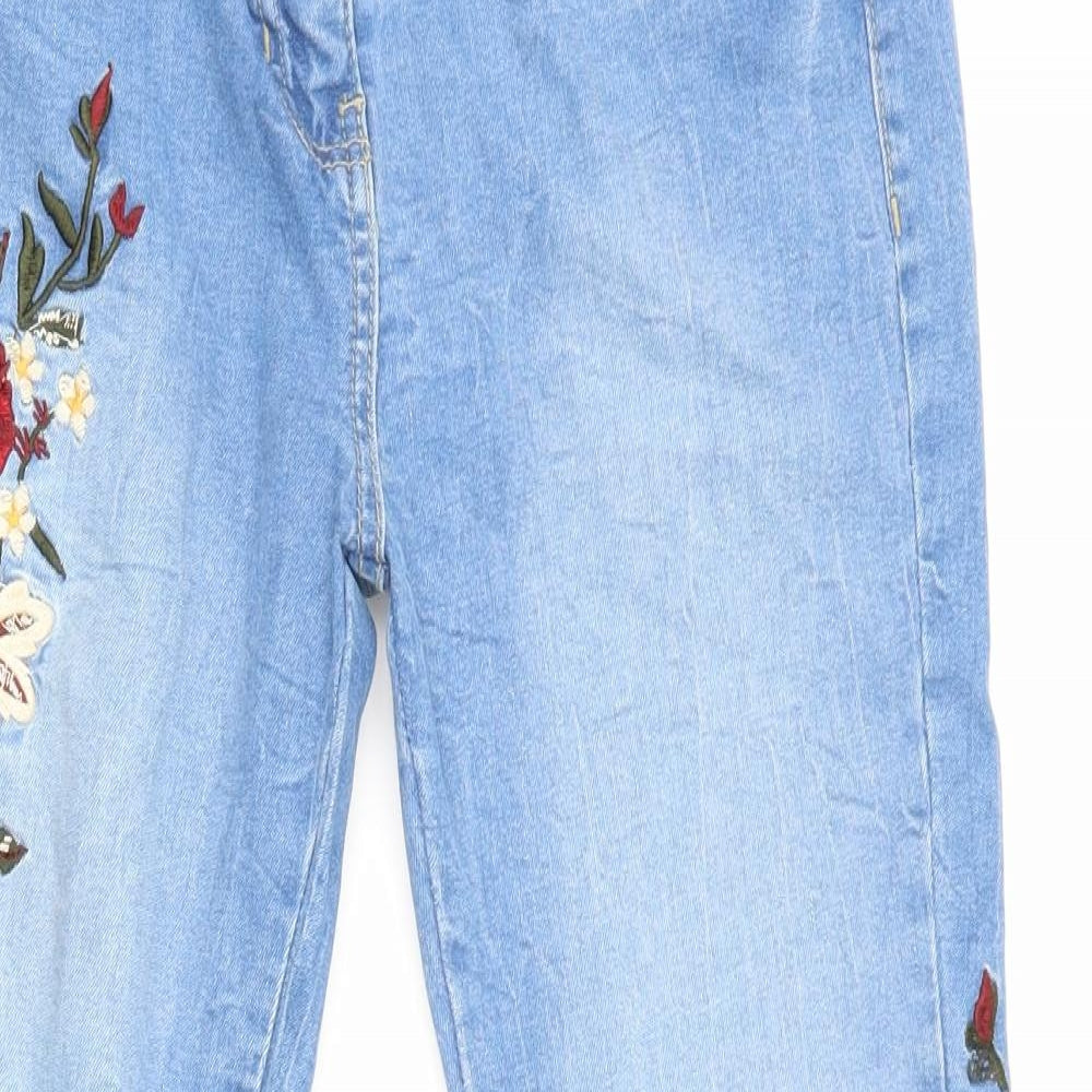 PARISIAN Womens Black Floral Denim Mom Jeans Size 10