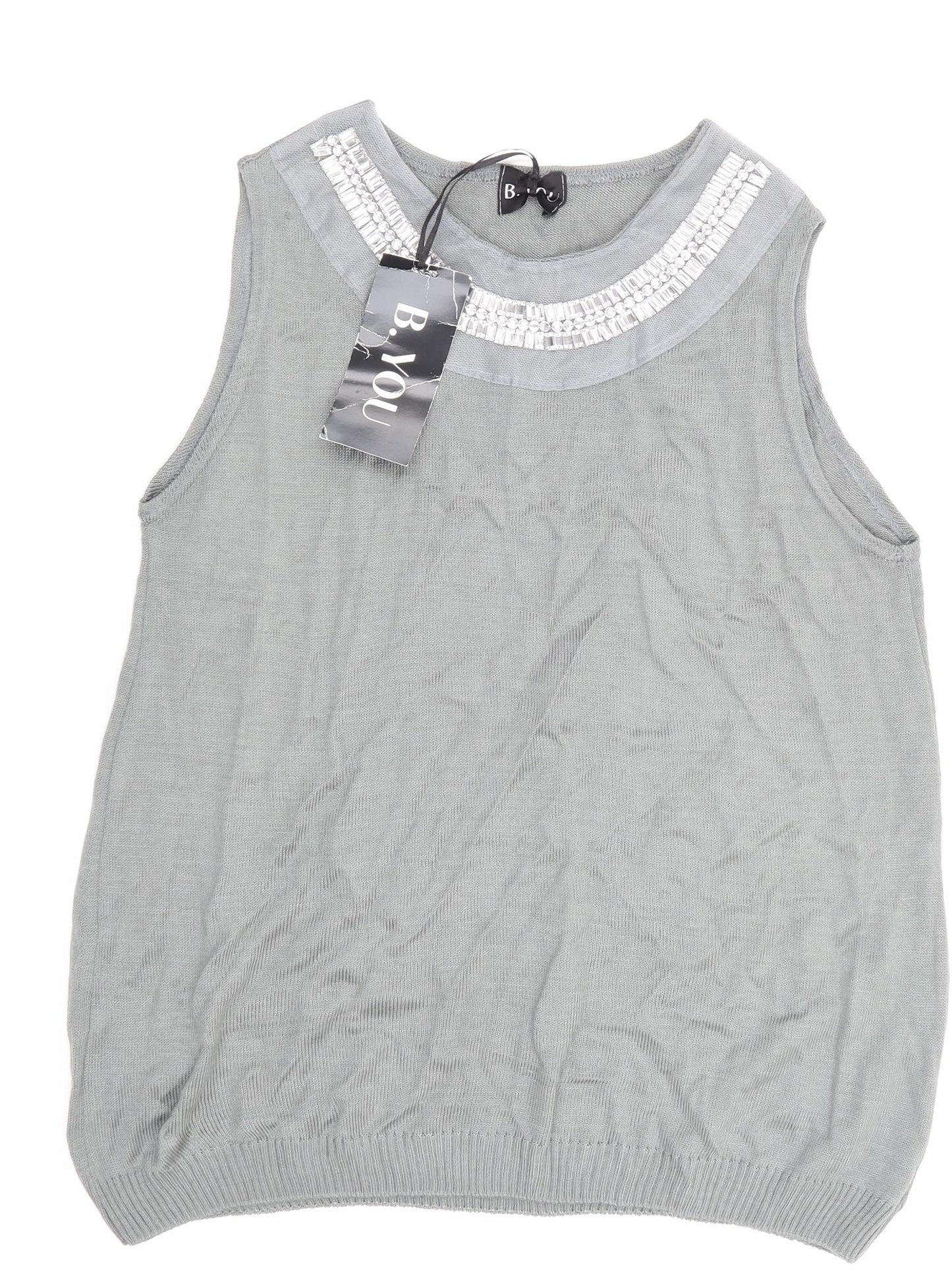 b you Womens Gold Houndstooth  Basic T-Shirt Size 12