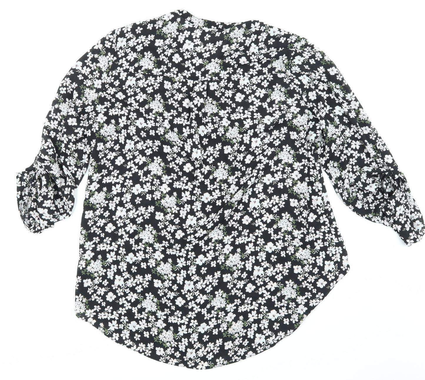 Peacocks Womens Black Floral  Basic Blouse Size 18