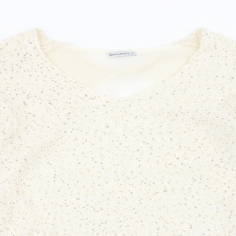 Encuentro Womens Beige   Pullover Sweatshirt Size S