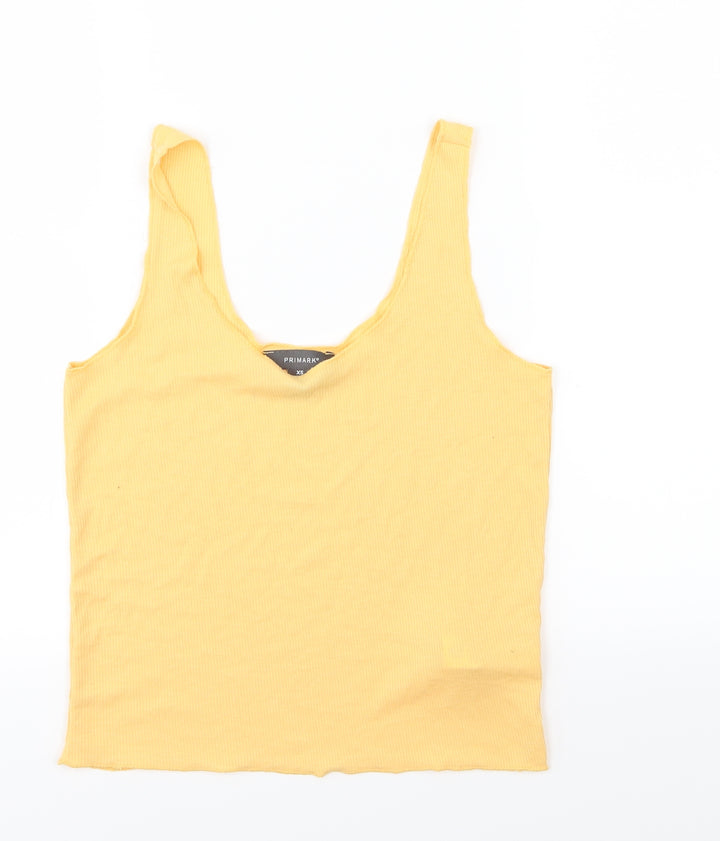 Primark Womens Yellow Jersey Cropped Tank Size XS