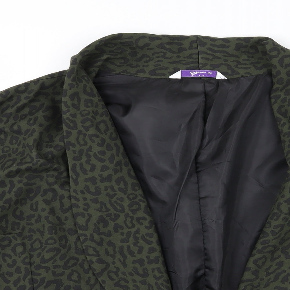 Etam Womens Green Animal Print  Jacket Blazer Size 26