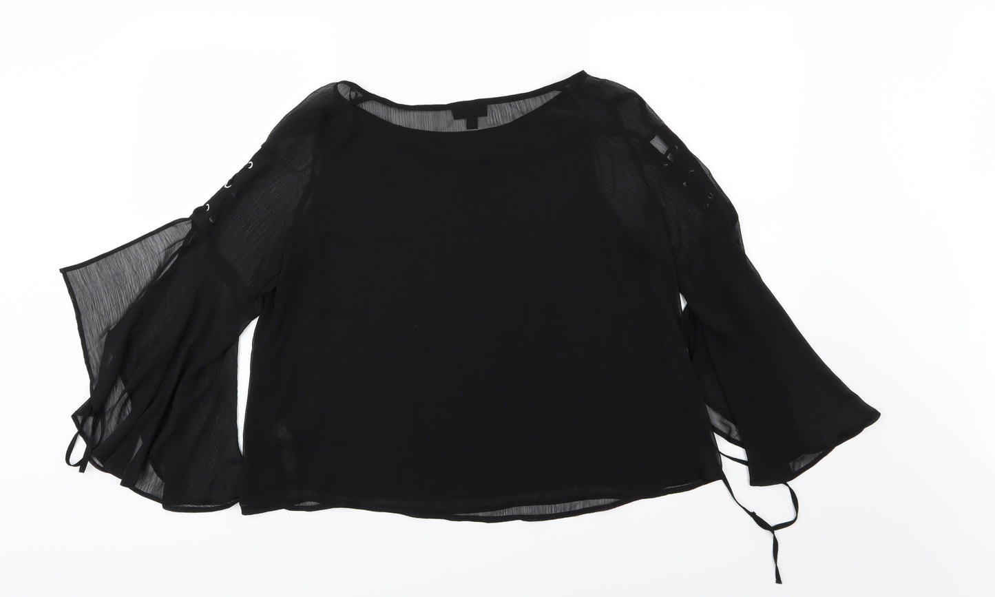 Topshop Womens Black  Chiffon Basic Blouse Size 10