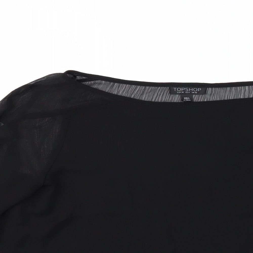 Topshop Womens Black  Chiffon Basic Blouse Size 10