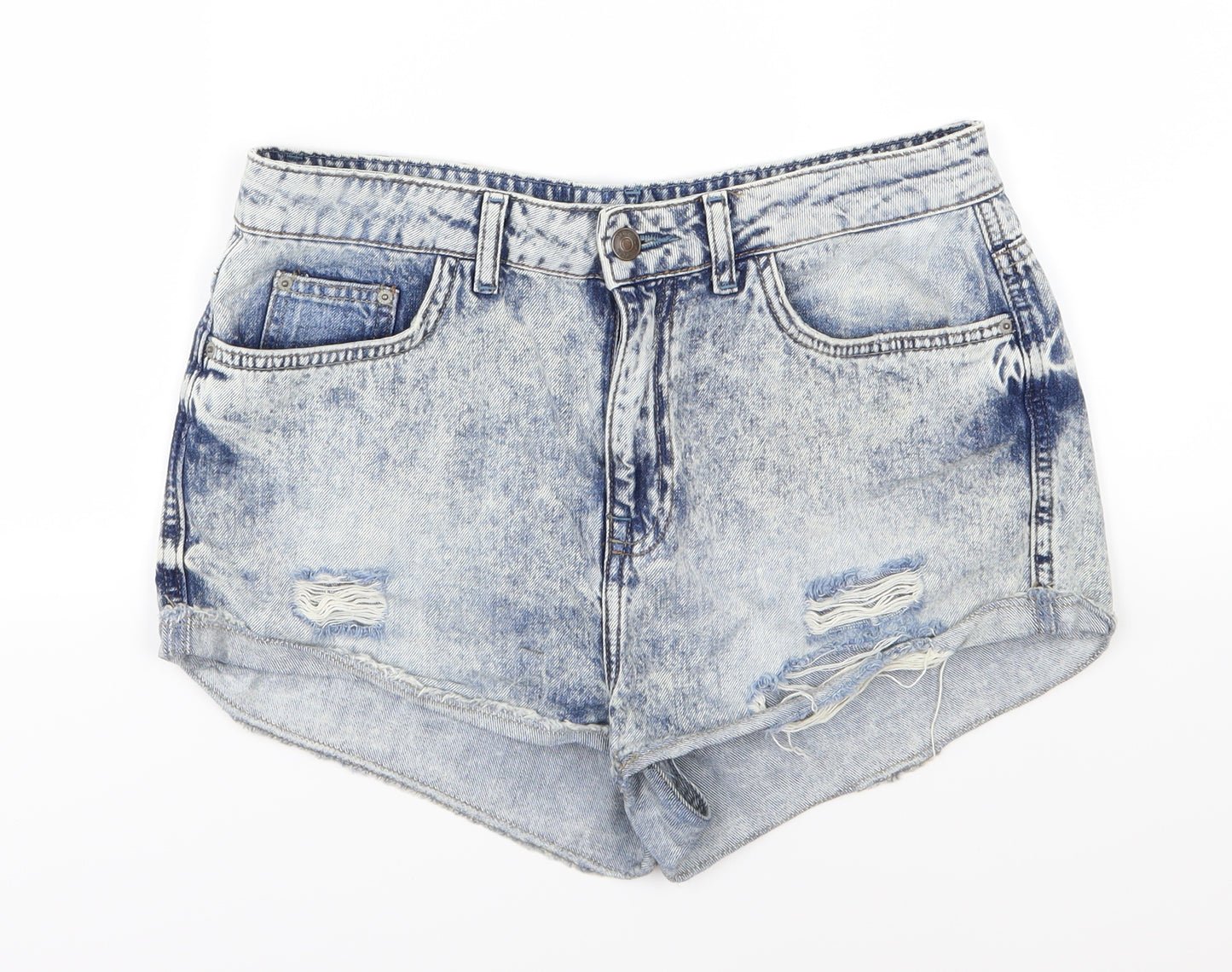 Topshop Womens Blue  Denim Hot Pants Shorts Size 12