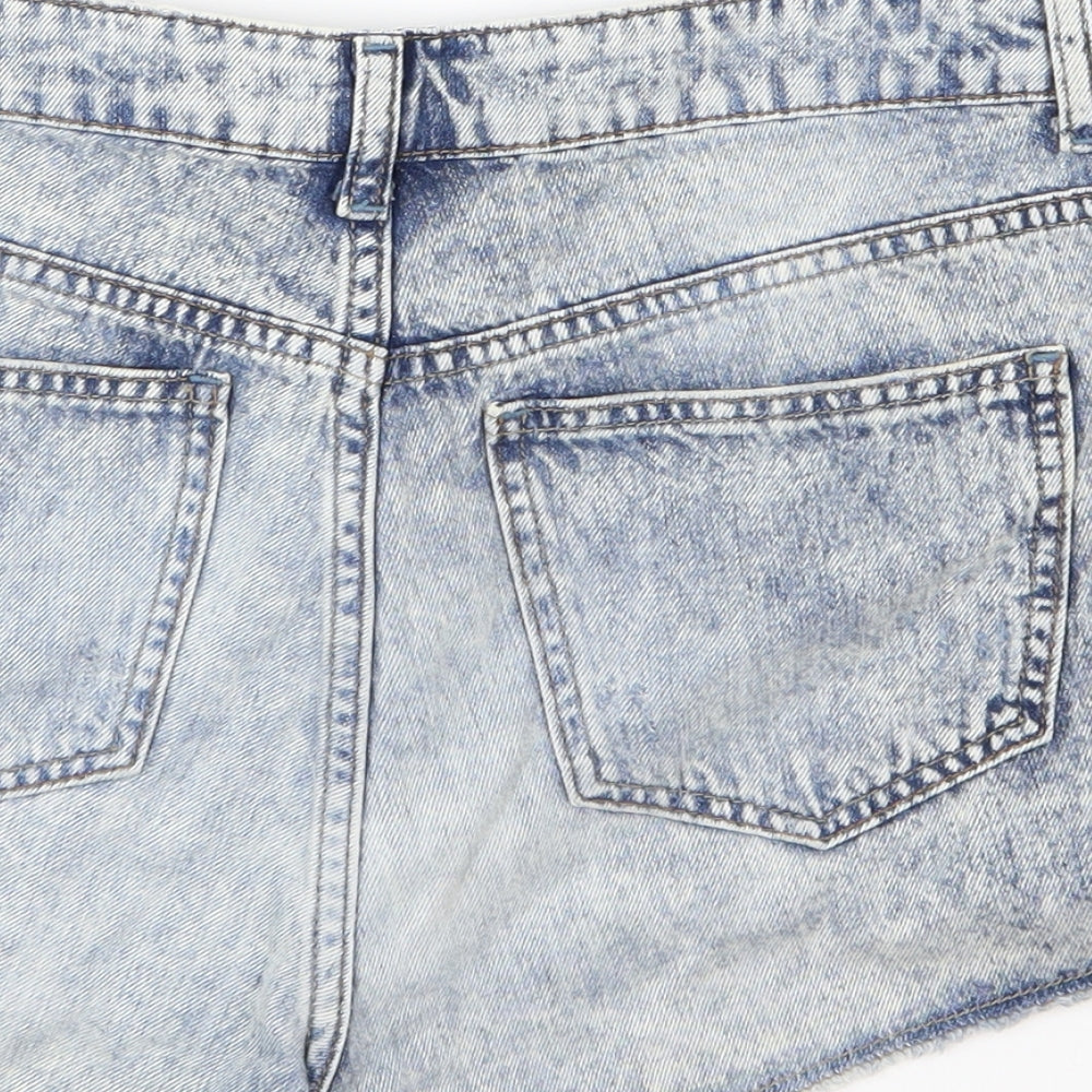 Topshop Womens Blue  Denim Hot Pants Shorts Size 12