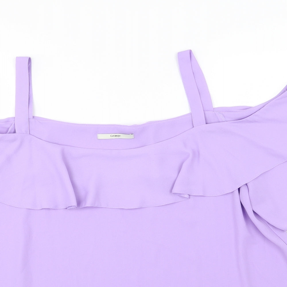 George Womens Purple  Chiffon Basic Blouse Size 18