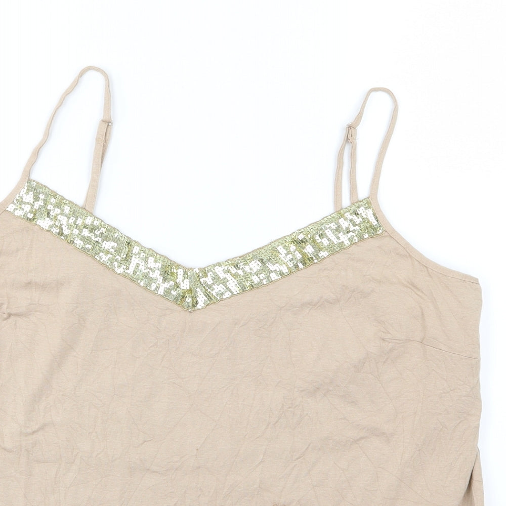 Preworn Womens Beige   Basic Tank Size 20  - Sequin