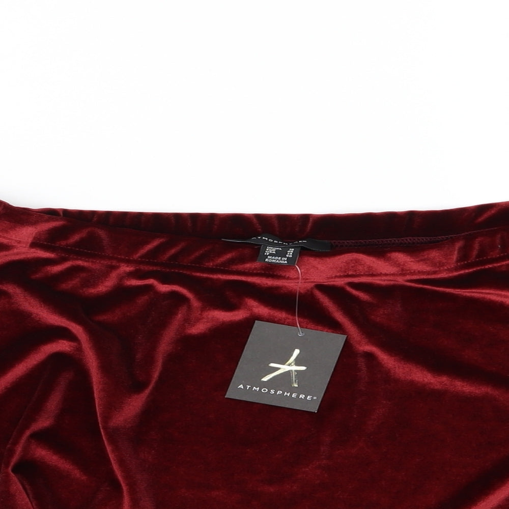 Atmosphere Womens Red  Velour Basic T-Shirt Size 18