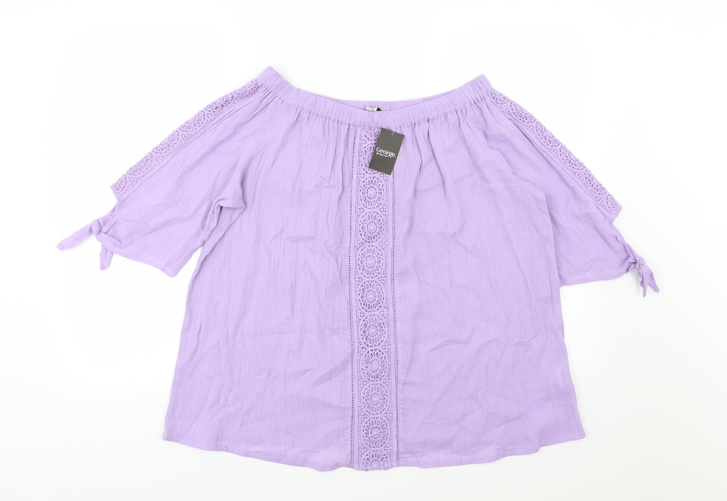 George Womens Purple  Woven Basic Blouse Size 18