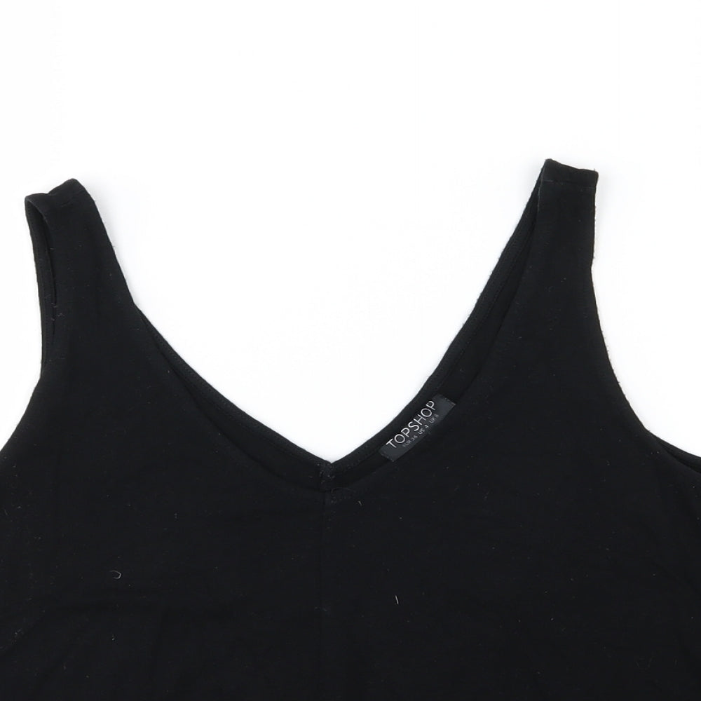 Topshop Womens Black  Jersey Basic Tank Size 8  - Cropped